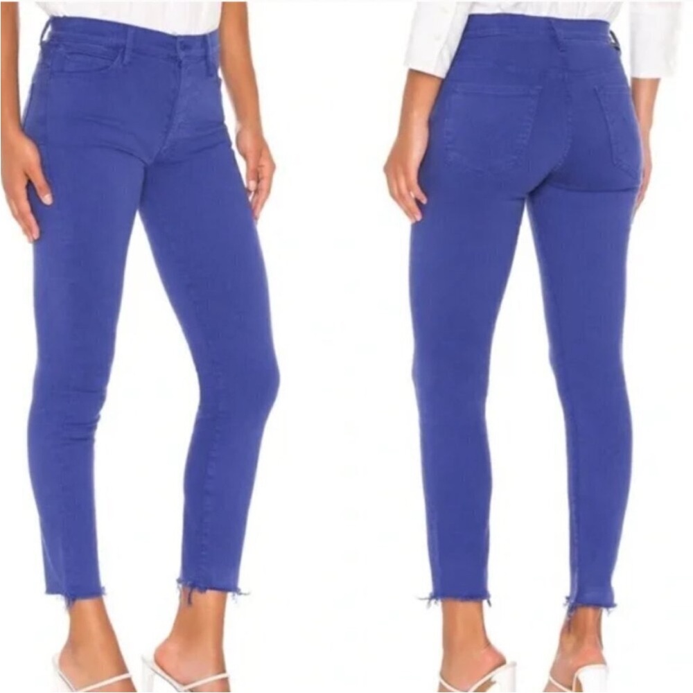 Mother The Stunner Ankle Fray Jeans Playdate Mazerine Blue size 25